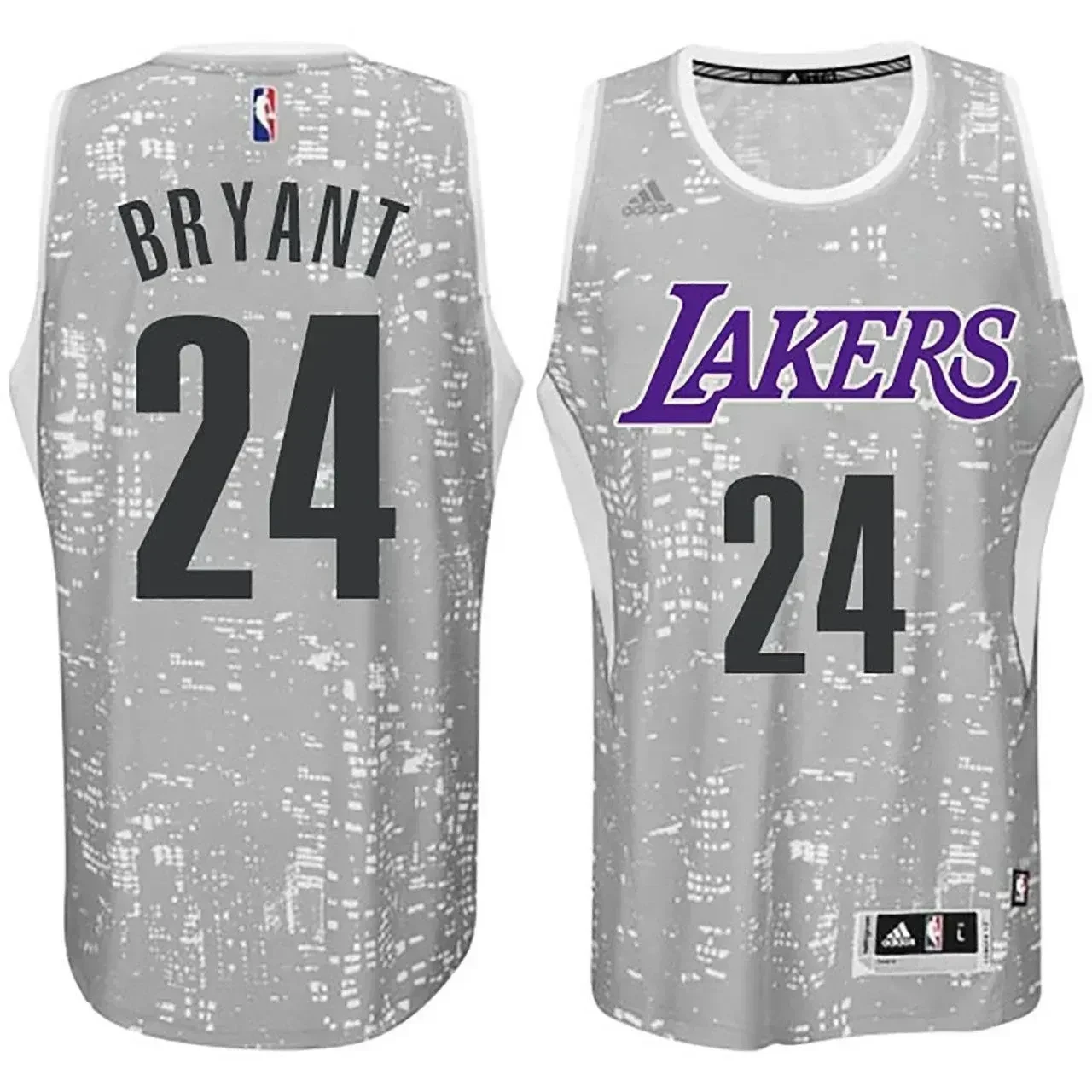 Male Los Angeles Lakers 24 Kobe Bryant City Lights Gray Swingman Jersey - JS734 