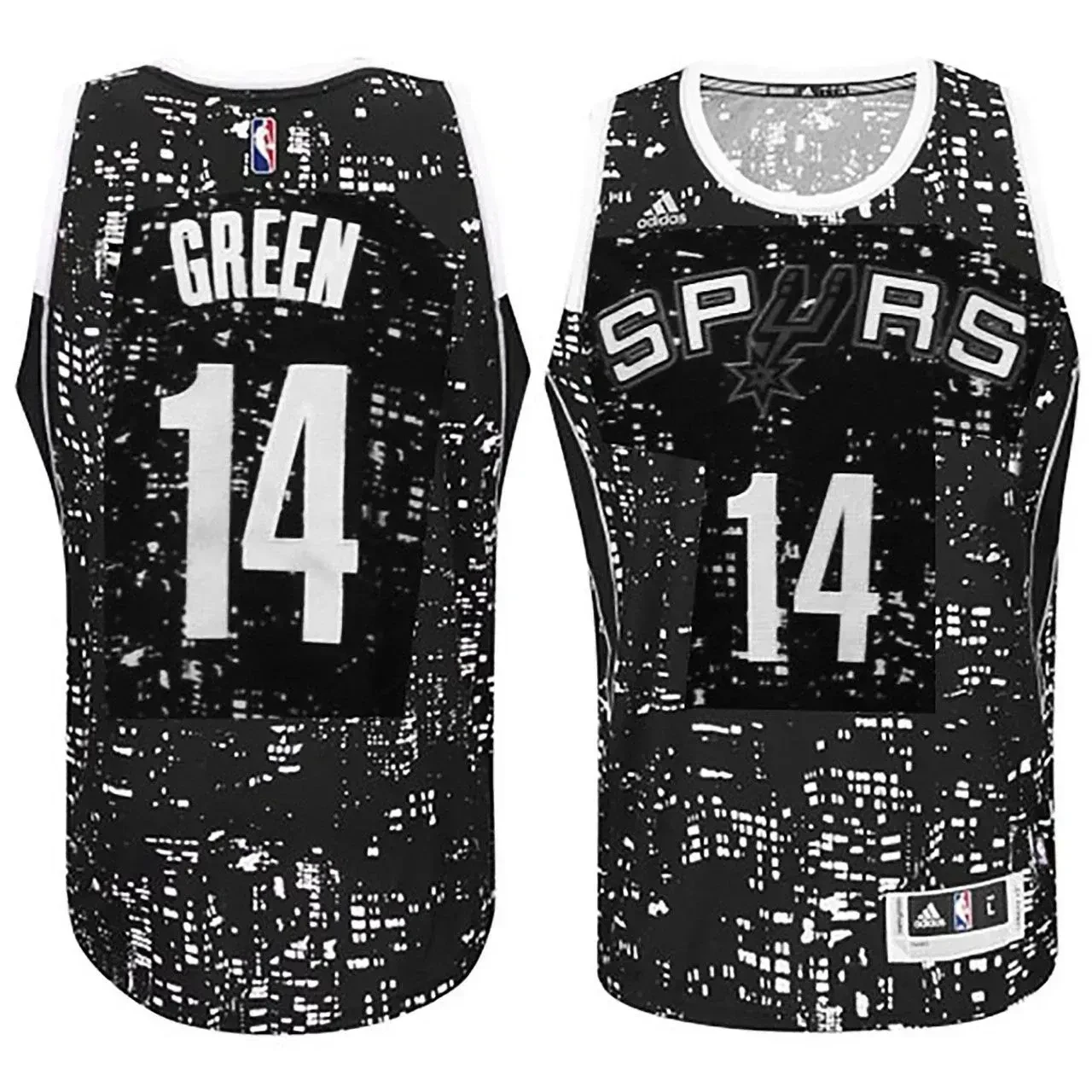 Male San Antonio Spurs 14 Danny Green City Lights Black Swingman Jersey - JS319 