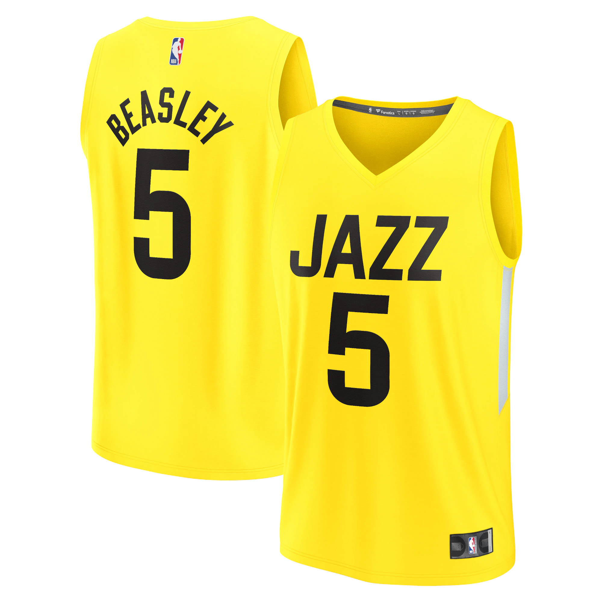 Alternative view of Malik Beasley Utah Jazz Fanatics Branded Fast Break Replica Jersey - Icon Edition - Yellow
