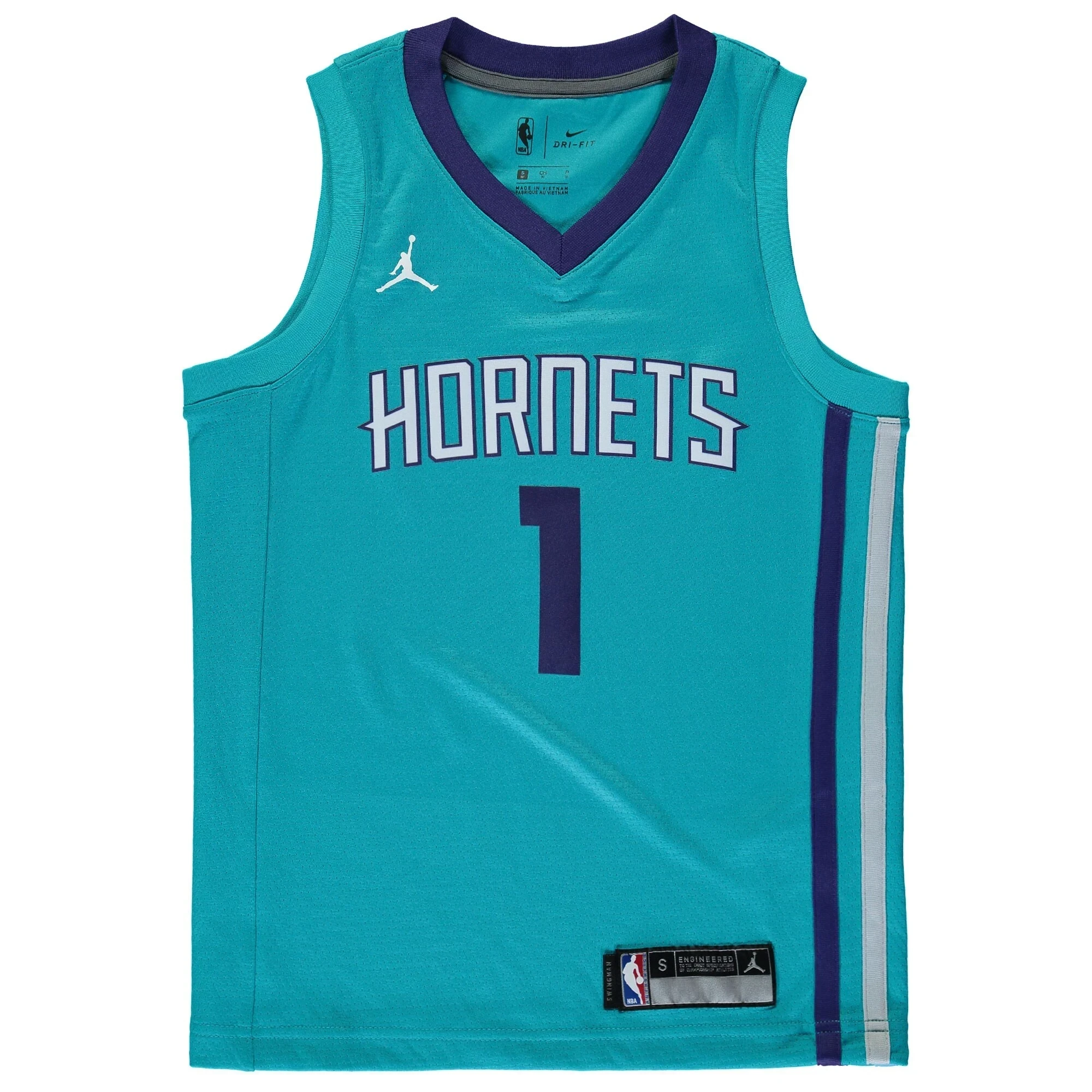Alternative view of Malik Monk Charlotte Hornets Brand Jordan Youth Swingman Jersey Teal - Icon Edition - JS796 