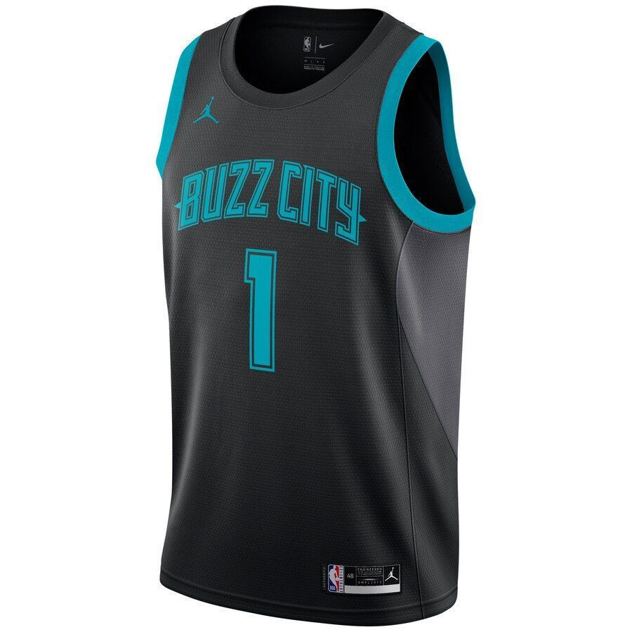 Alternative view of Malik Monk Charlotte Hornets City Edition Swingman Jersey - Black - JS985 