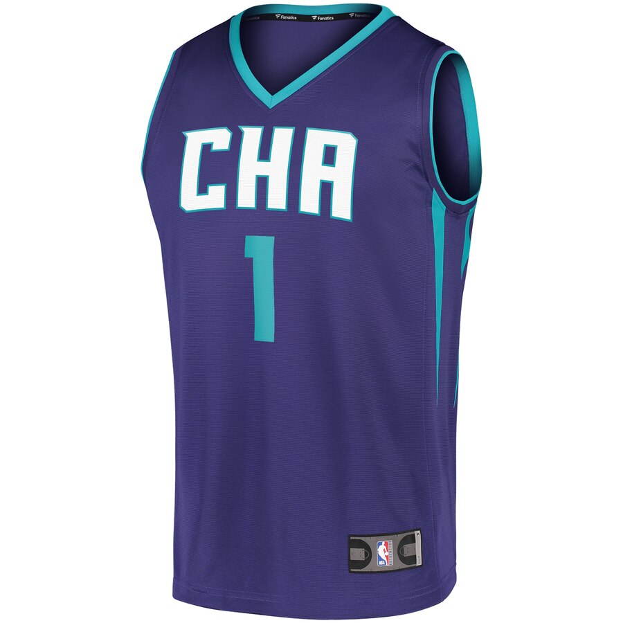 Alternative view of Malik Monk Charlotte Hornets Fanatics Branded Fast Break Replica Jersey – Statement Edition – Purple