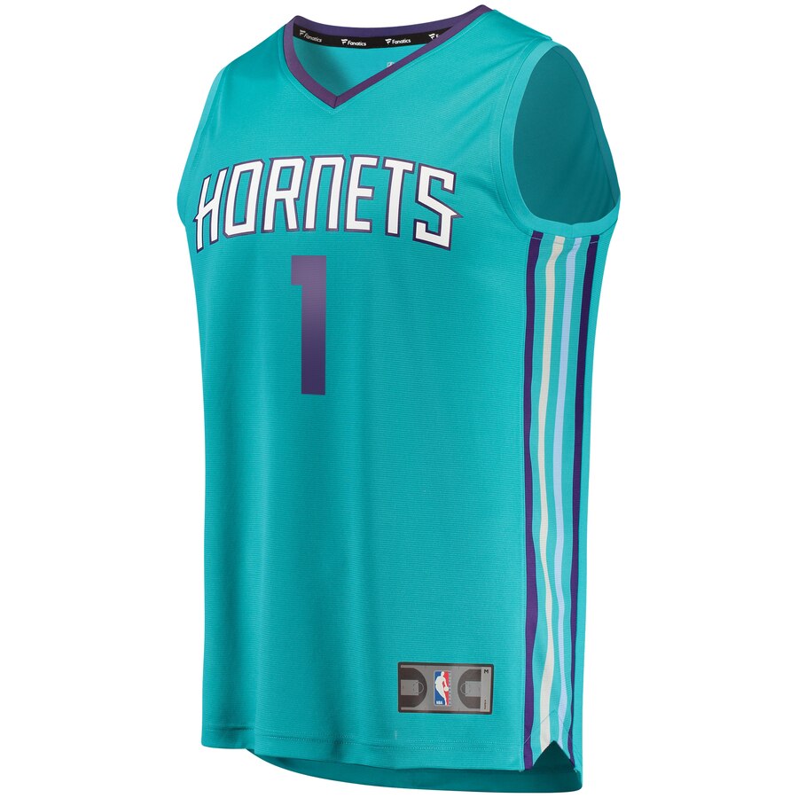Alternative view of Malik Monk Charlotte Hornets Fanatics Branded Fast Break Replica Jersey Teal - Icon Edition