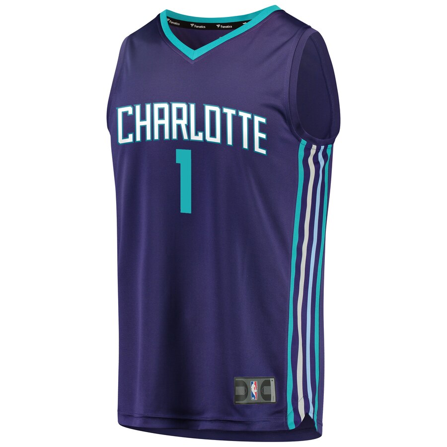 Alternative view of Malik Monk Charlotte Hornets Fanatics Branded Fast Break Replica Player Jersey - Statement Edition - Purple