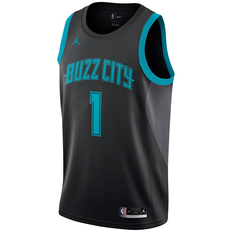 Alternative view of Malik Monk Charlotte Hornets Jordan Brand City Edition Swingman Jersey - Black