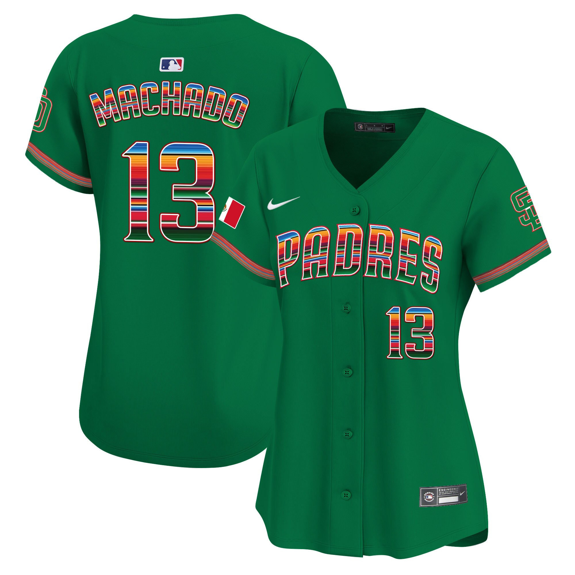 Manny Machado 13 San Diego Padres Mexico Women Jersey - Green 