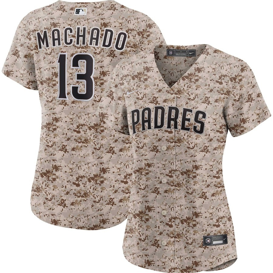 Manny Machado 13 San Diego Padres USMC Alternate Women Jersey - Camo 