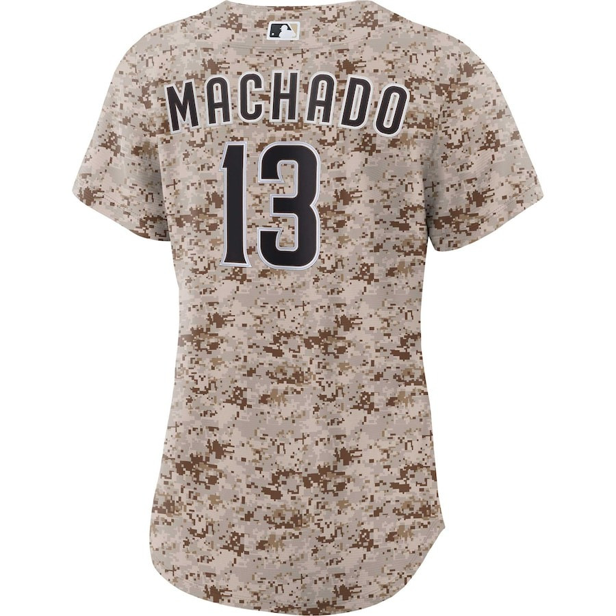 Alternative view of Manny Machado 13 San Diego Padres USMC Alternate Women Jersey - Camo 