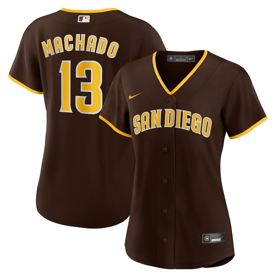 Manny Machado 13 San Diego Padres Women's Road Player Jersey - Brown 