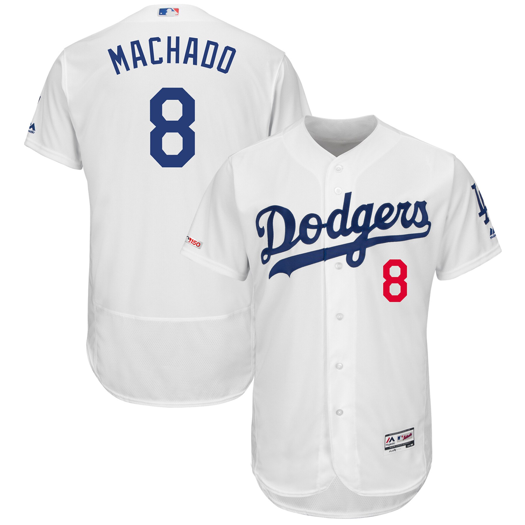 Alternative view of Manny Machado Los Angeles Dodgers Majestic Home Authentic Collection Flex Base Player Jersey - White