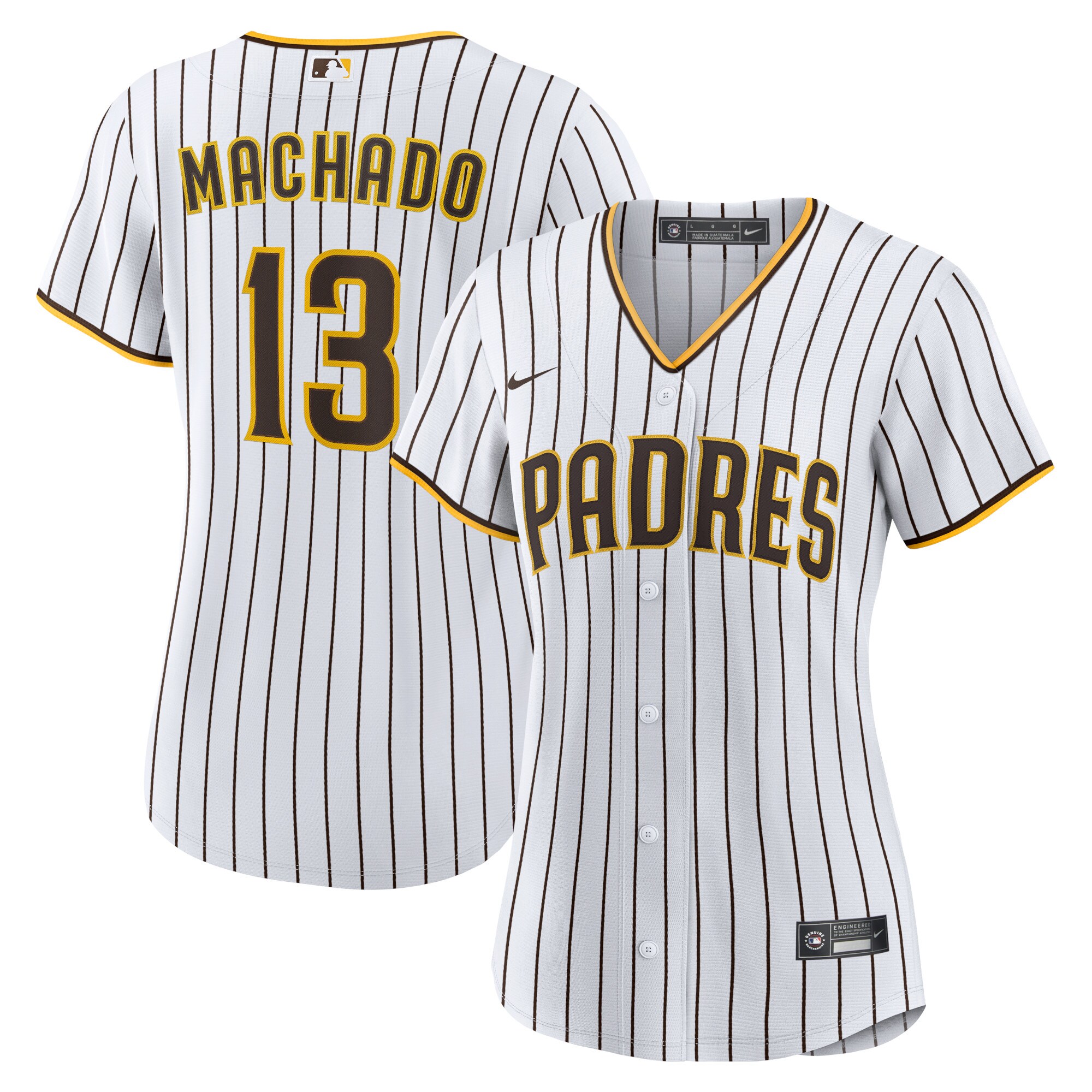 Manny Machado San Diego Padres Women’s Home Replica Player Jersey – White/brown