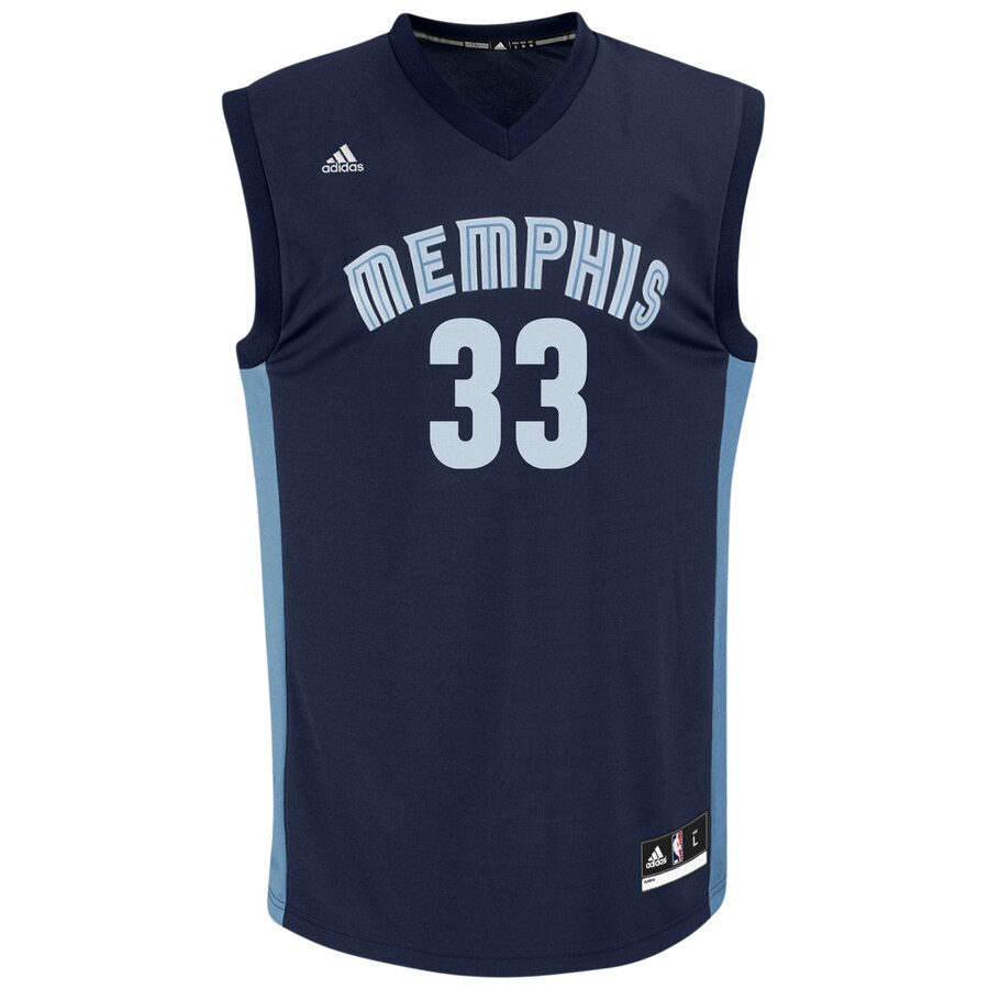 Alternative view of Marc Gasol Memphis Grizzlies Adidas Replica Jersey - Navy Blue
