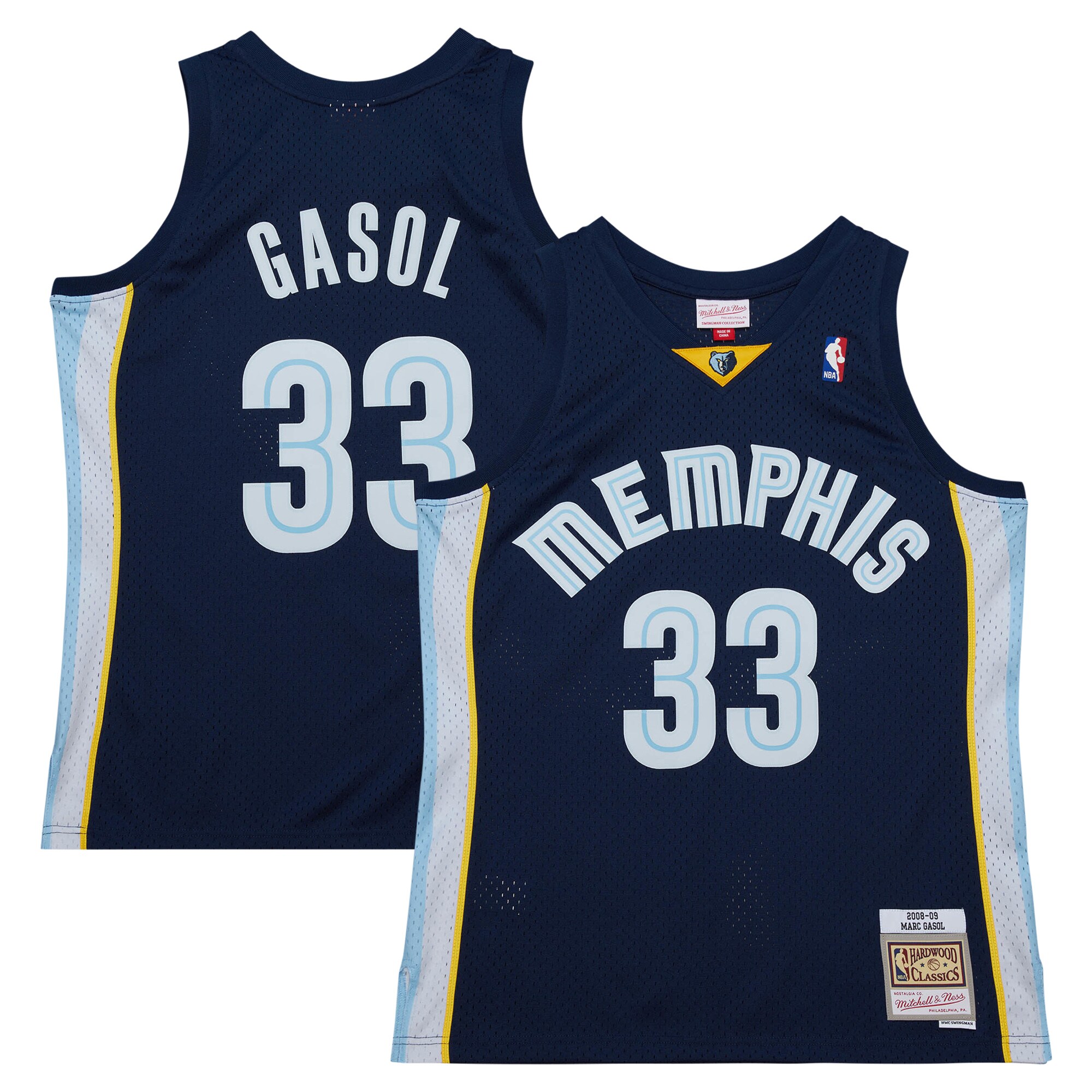 Marc Gasol Memphis Grizzlies Mitchell & Ness  2008/09 Hardwood Classics Swingman Throwback Jersey - Navy