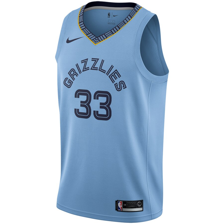Alternative view of Marc Gasol Memphis Grizzlies Replica Swingman Jersey - Statement Edition - Light Blue