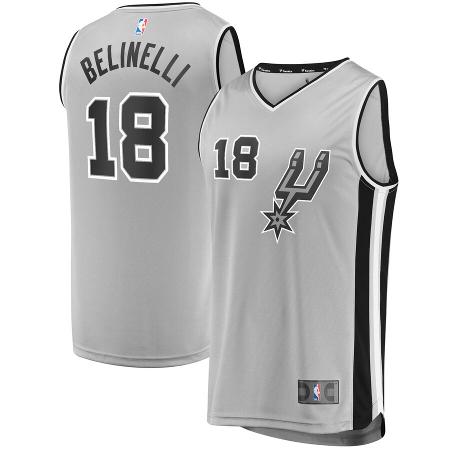 Marco Belinelli San Antonio Spurs Fanatics Branded Fast Break Replica Player Jersey – Statement Edition – Silver