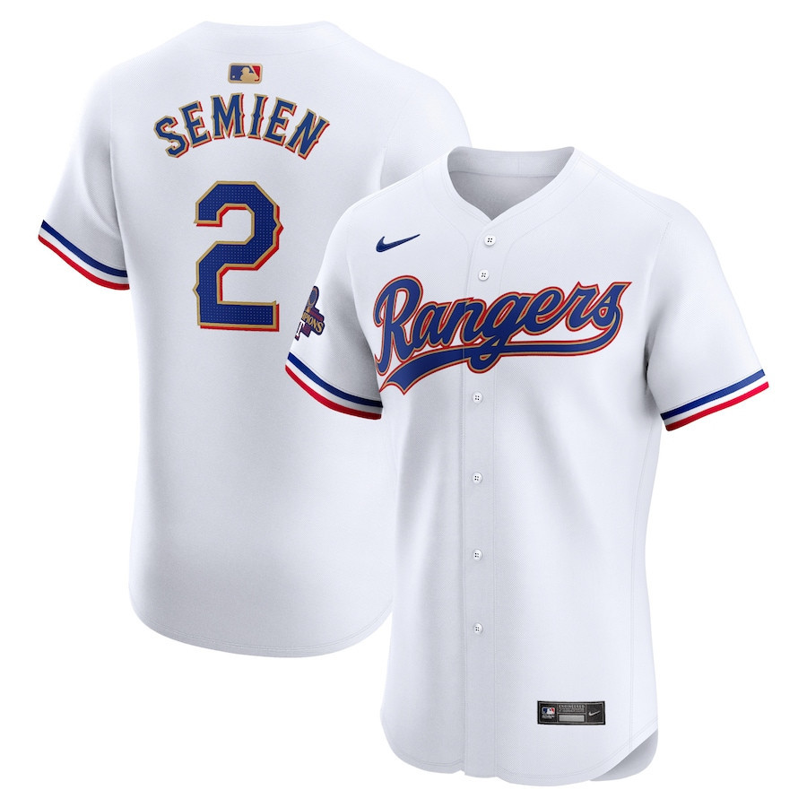 Marcus Semien 2 Texas Rangers 2024 Gold Collection ELITE Player Jersey - White - JS222 