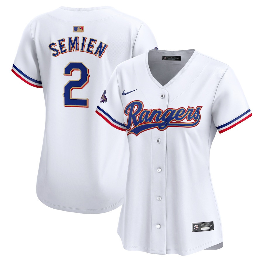 Marcus Semien 2 Texas Rangers 2024 Gold Collection Limited Jersey - Women White - JS392 