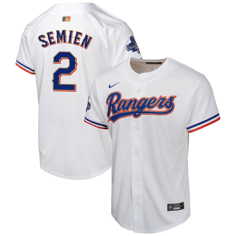 Marcus Semien 2 Texas Rangers 2024 YOUTH Gold Collection Limited Jersey - White - JS750 