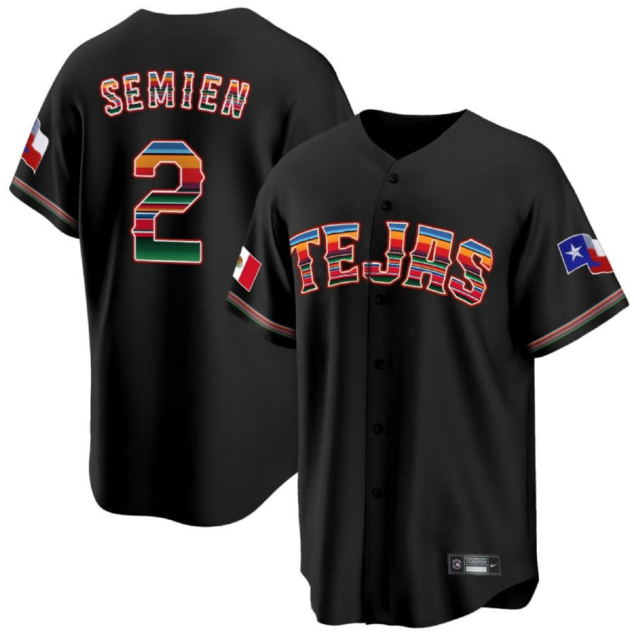 Marcus Semien 2 Texas Rangers Mexican Collection Baseball Men Jersey - Black - JS444 