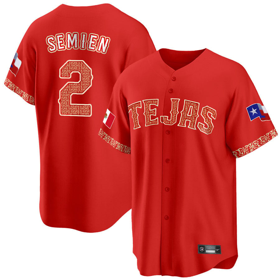 Marcus Semien 2 Texas Rangers Mexican Collection Baseball Men Jersey - Red - JS188 