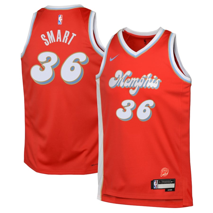 Marcus Smart 36 Memphis Grizzlies 2024/25 Swingman Player YOUTH Jersey - City Edition - Red - JS315 