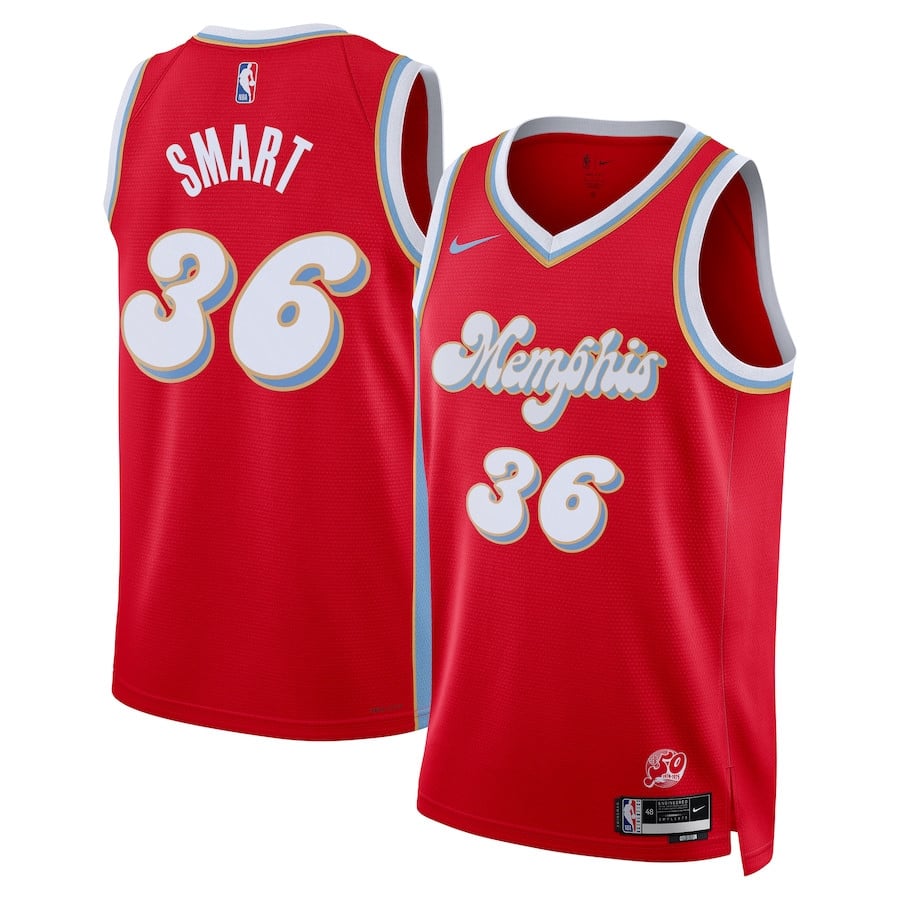 Marcus Smart 36 Memphis Grizzlies Unisex 2024/25 Swingman Player Jersey - City Edition - Red - JS815 