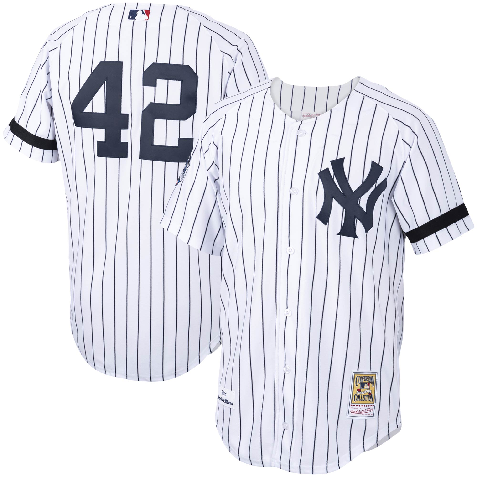 Mariano Rivera New York Yankees Mitchell & Ness Home 2000 Cooperstown Collection Authentic Jersey - White/navy