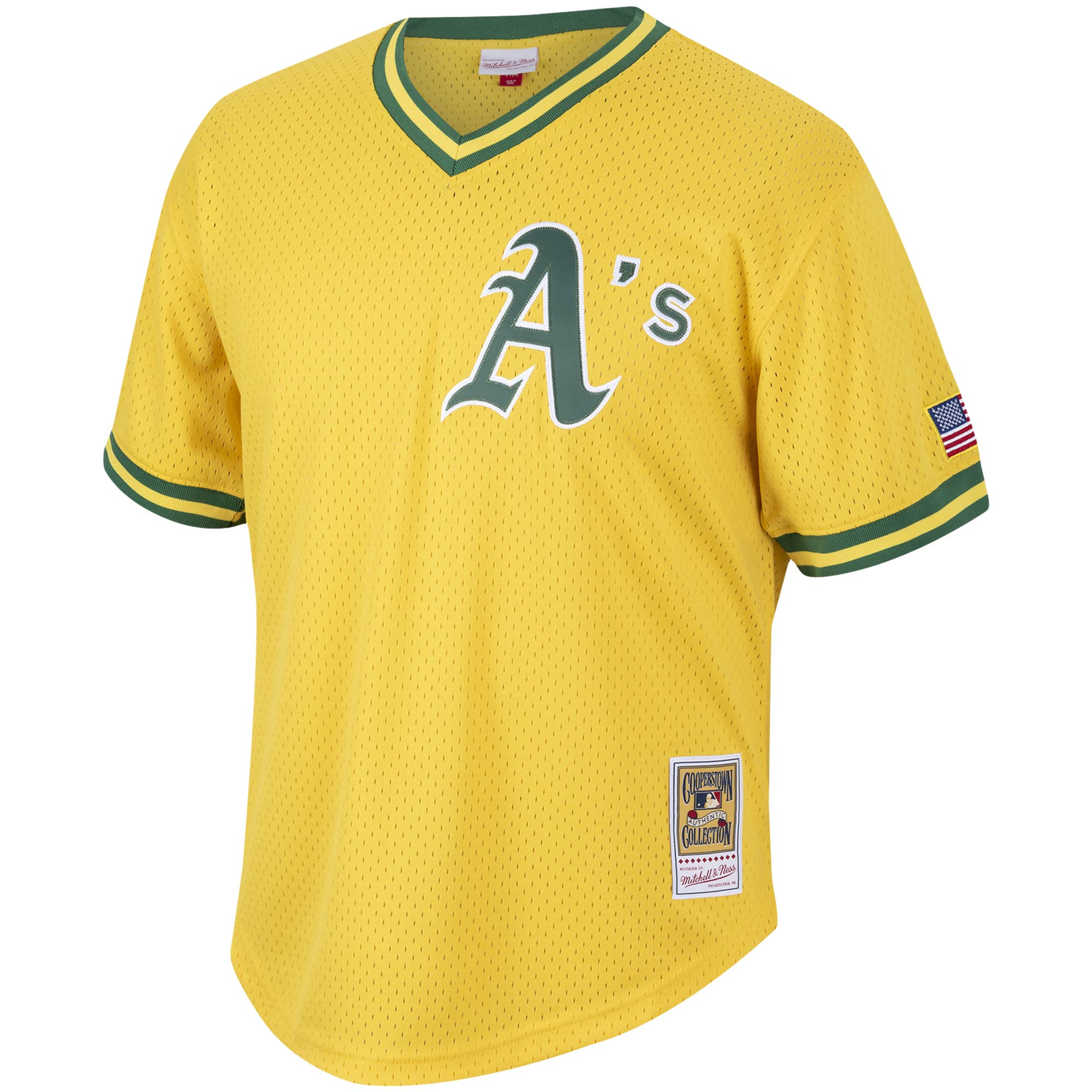 Alternative view of Mark Mcgwire Oakland Athletics Mitchell & Ness Cooperstown Collection Mesh Batting Practice Jersey - Gold