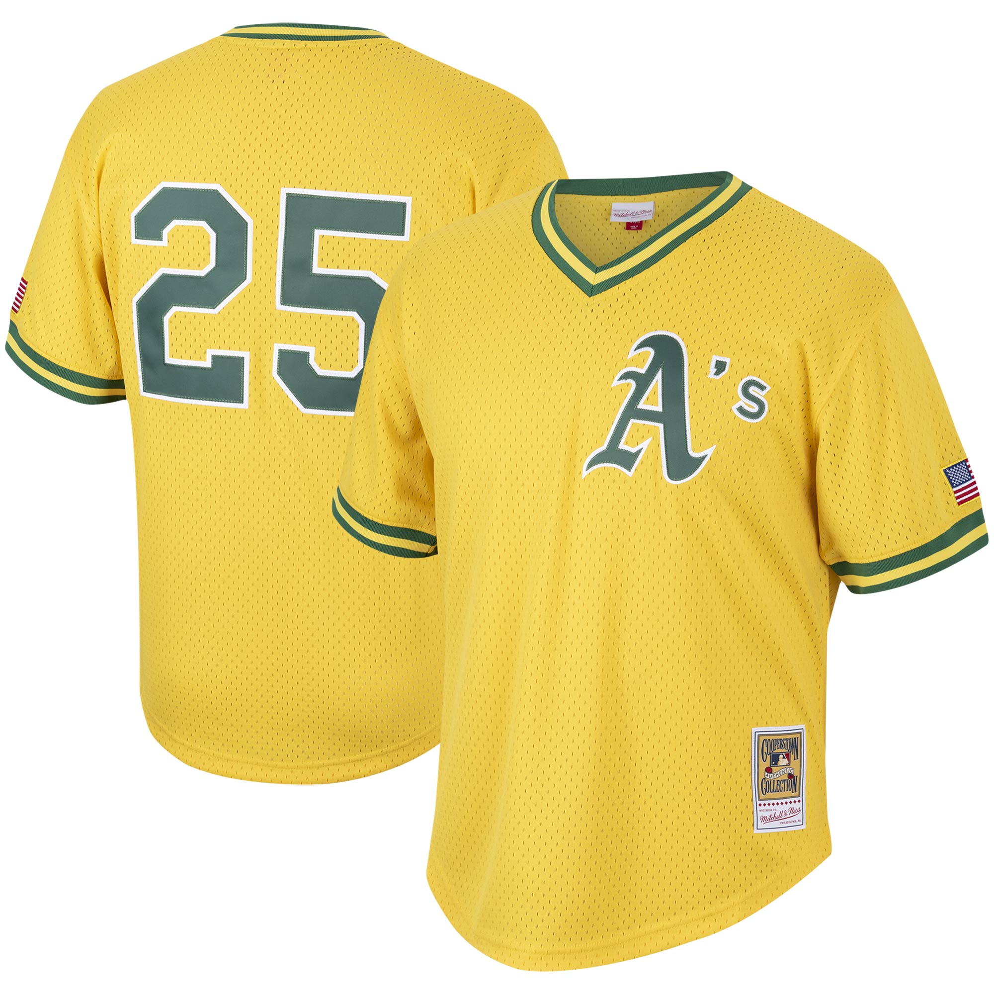 Mark Mcgwire Oakland Athletics Mitchell & Ness Cooperstown Collection Mesh Batting Practice Jersey - Gold