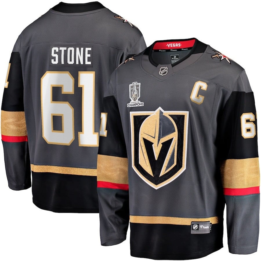 Mark Stone 61 Vegas Golden Knights 2023 Stanley Cup Champions Patch Alternate Breakaway Jersey - Black - JS524 