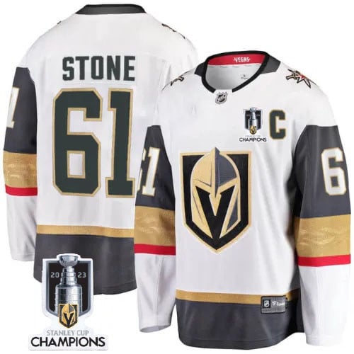 Mark Stone 61 Vegas Golden Knights 2023 Stanley Cup Champions Patch Away Breakaway Player Jersey - White - JS122 