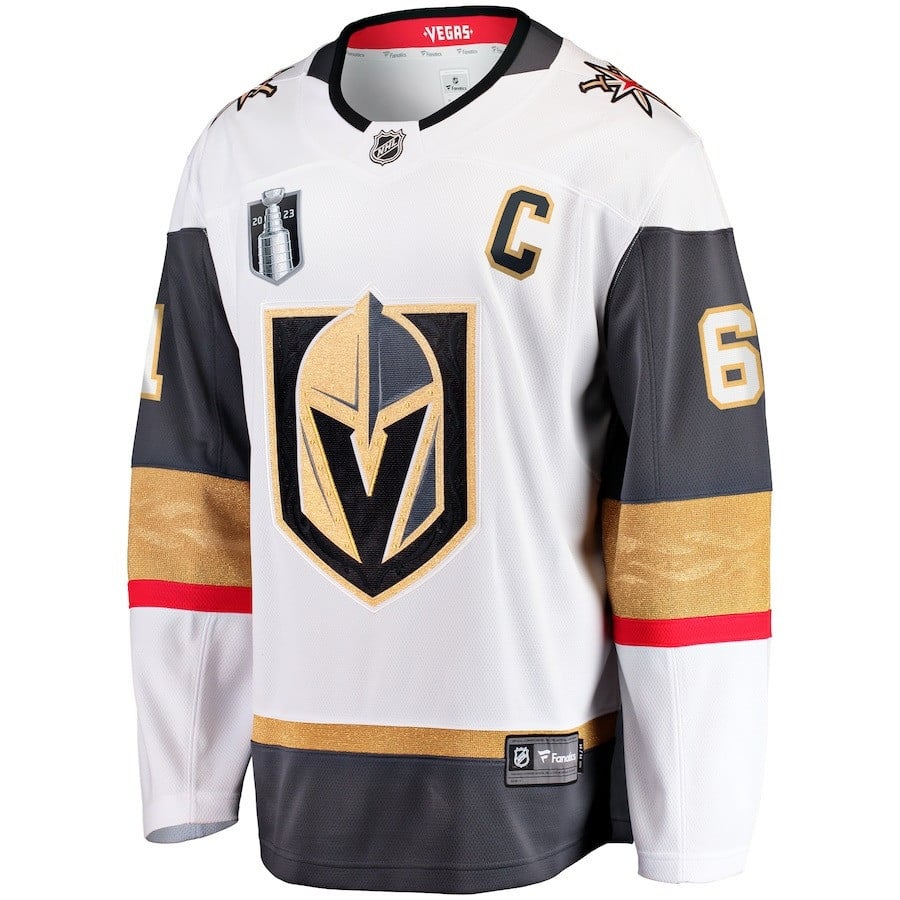Alternative view of Mark Stone 61 Vegas Golden Knights 2023 Stanley Cup Final Away Breakaway Player Jersey - White - JS821 
