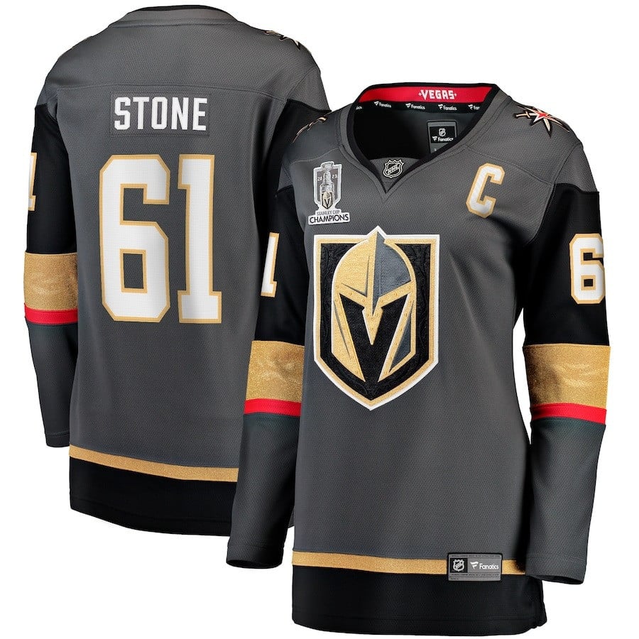 Mark Stone 61 Vegas Golden Knights Women's 2023 Stanley Cup Champions Alternate Breakaway Jersey - Black - JS661 