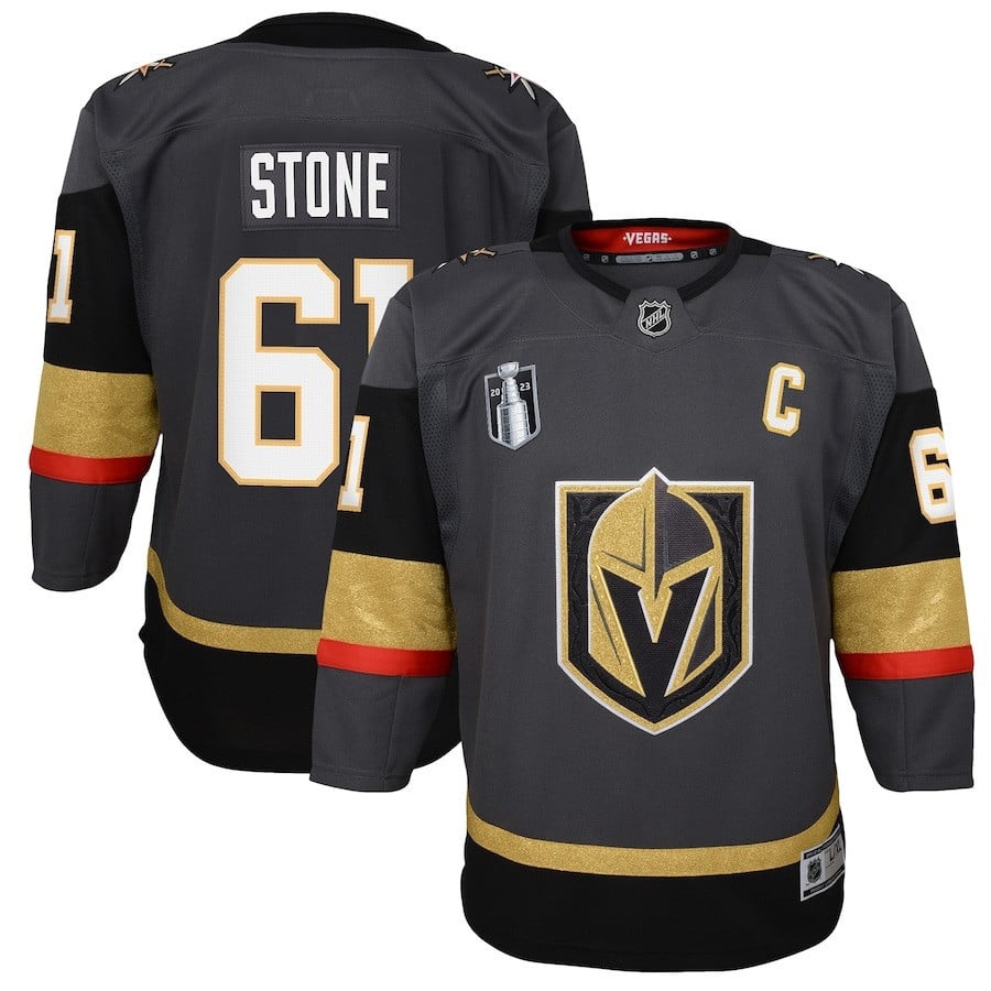 Mark Stone 61 Vegas Golden Knights Youth 2023 Stanley Cup Final Alternate Jersey - Black - JS970 