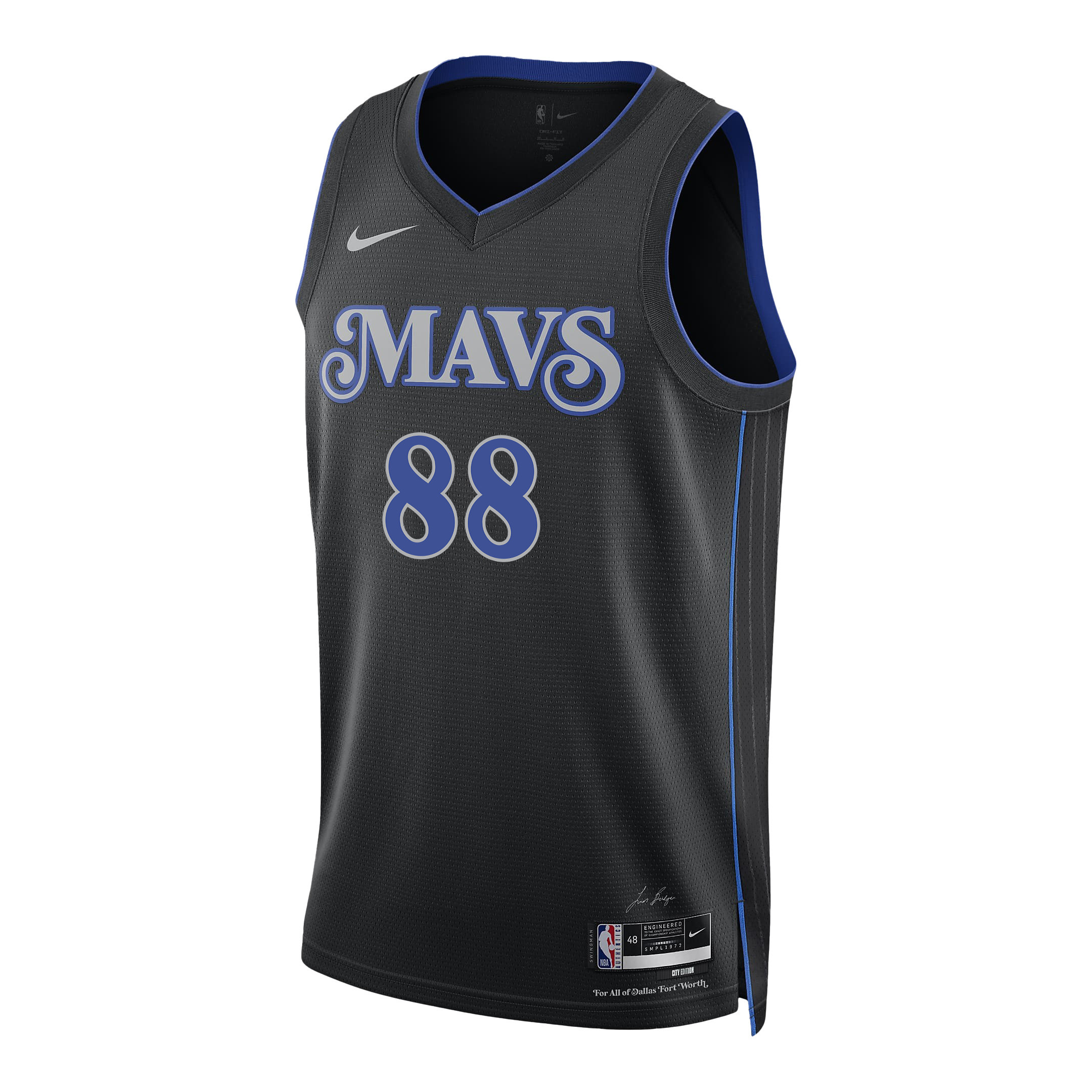 Alternative view of Markieff Morris 88 Dallas Mavericks 2024 FINALS PATCH Swingman Jersey - City Edition - Black - JS566 