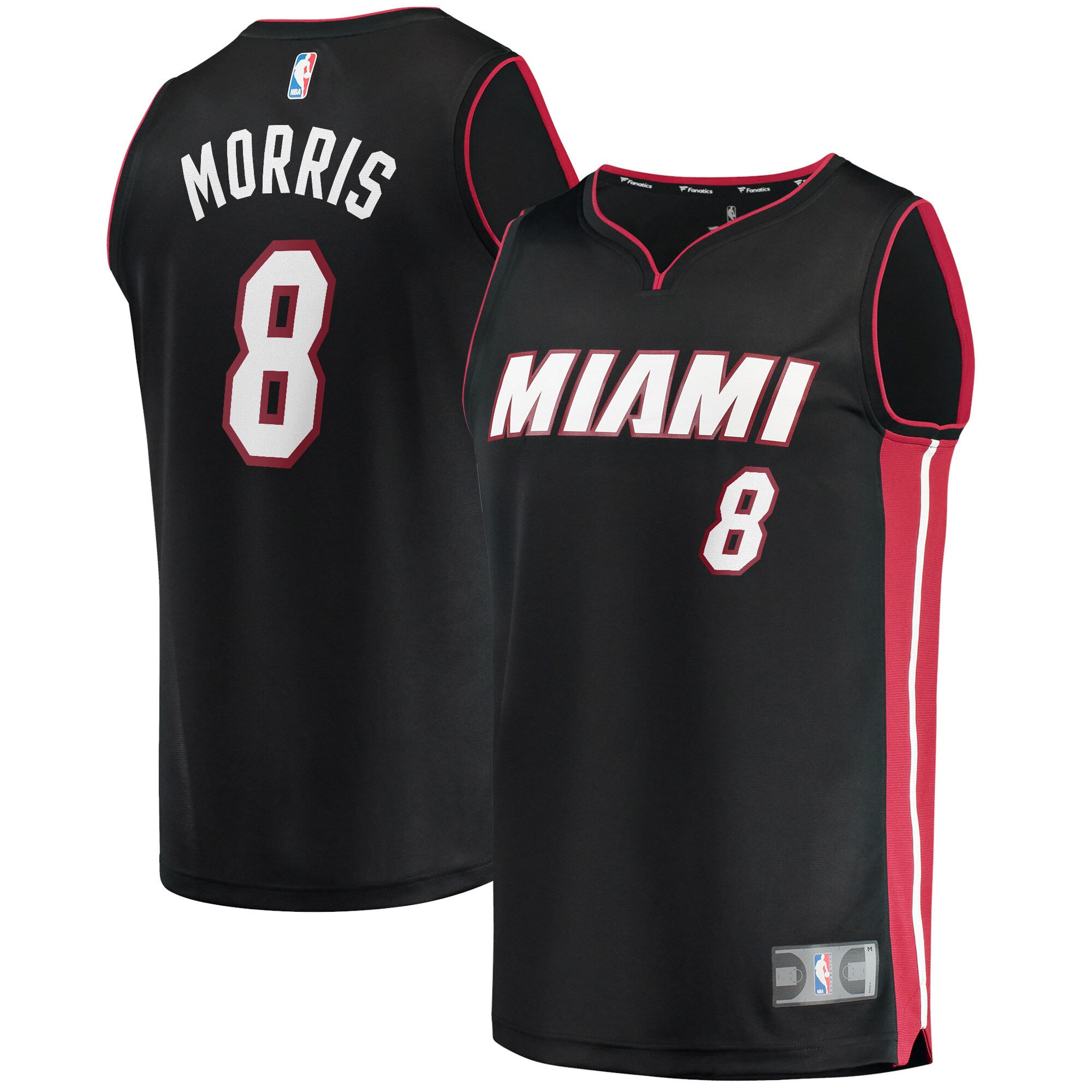 Alternative view of Markieff Morris Miami Heat Fanatics Branded Youth 2021/22 Fast Break Replica Jersey - Icon Edition - Black