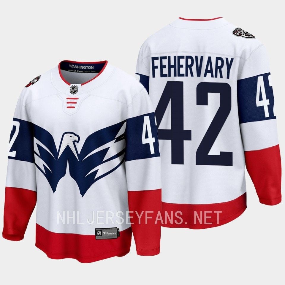 Martin Fehervary 42 Washington Capitals 2023 Jersey Stadium White Primegreen - JS189 