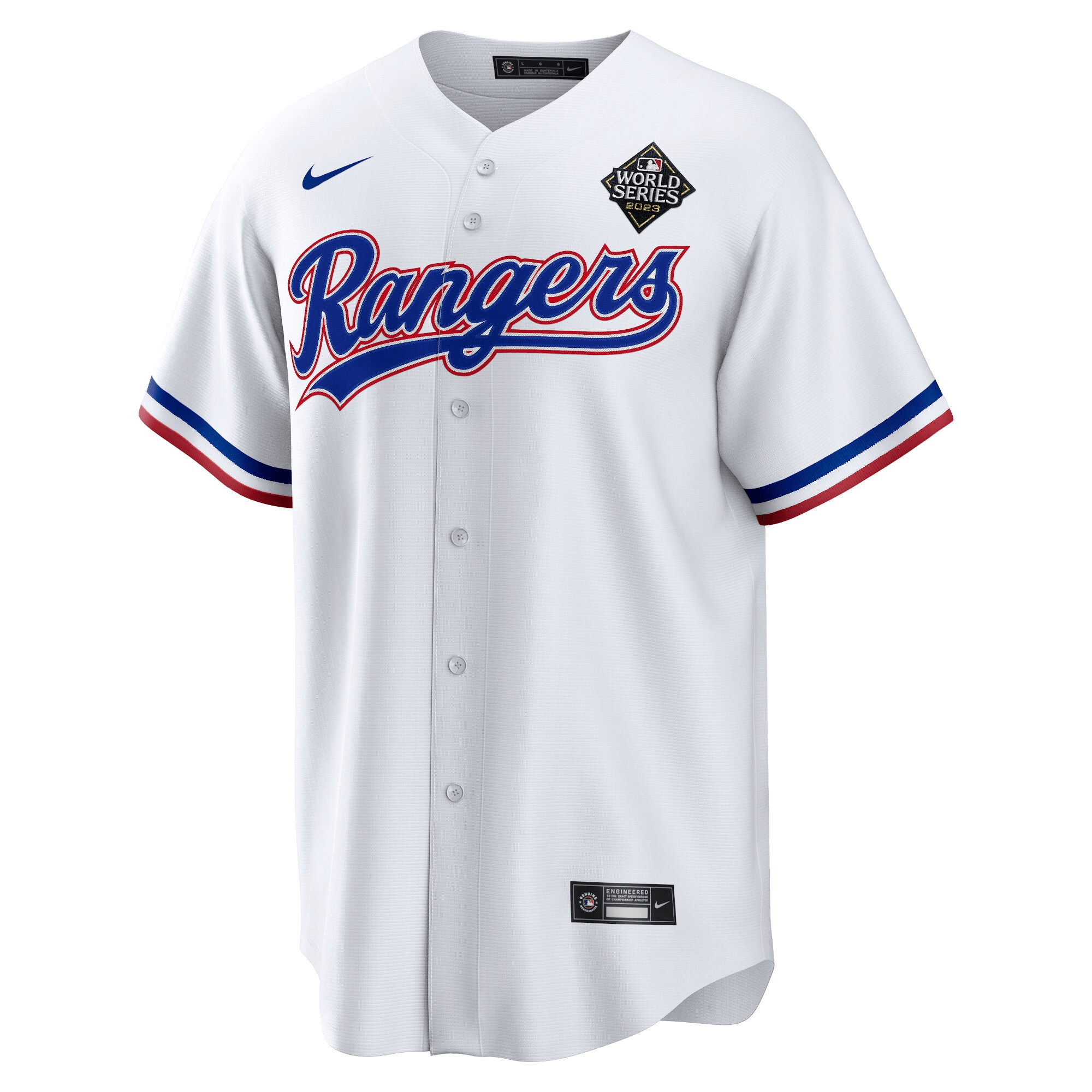 Alternative view of Martín Pérez 54 Texas Rangers 2023 World Series Stitched Baseball Jersey - White - JS619 