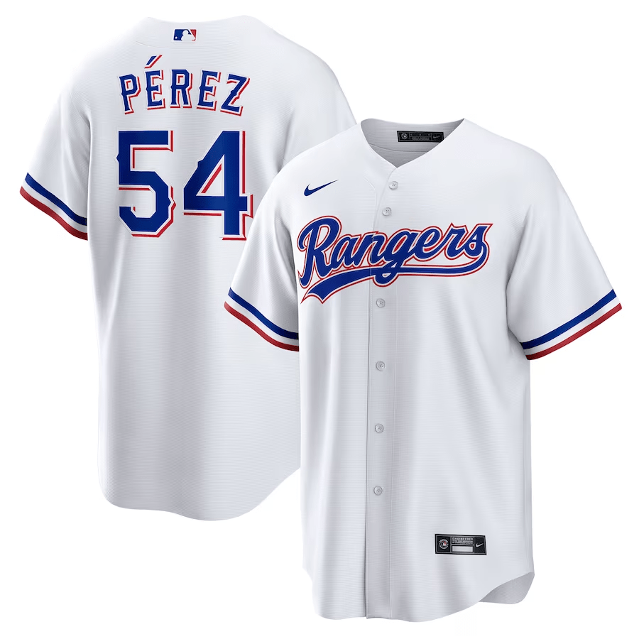 Martín Pérez 54 Texas Rangers Home Men Jersey - White - JS345 