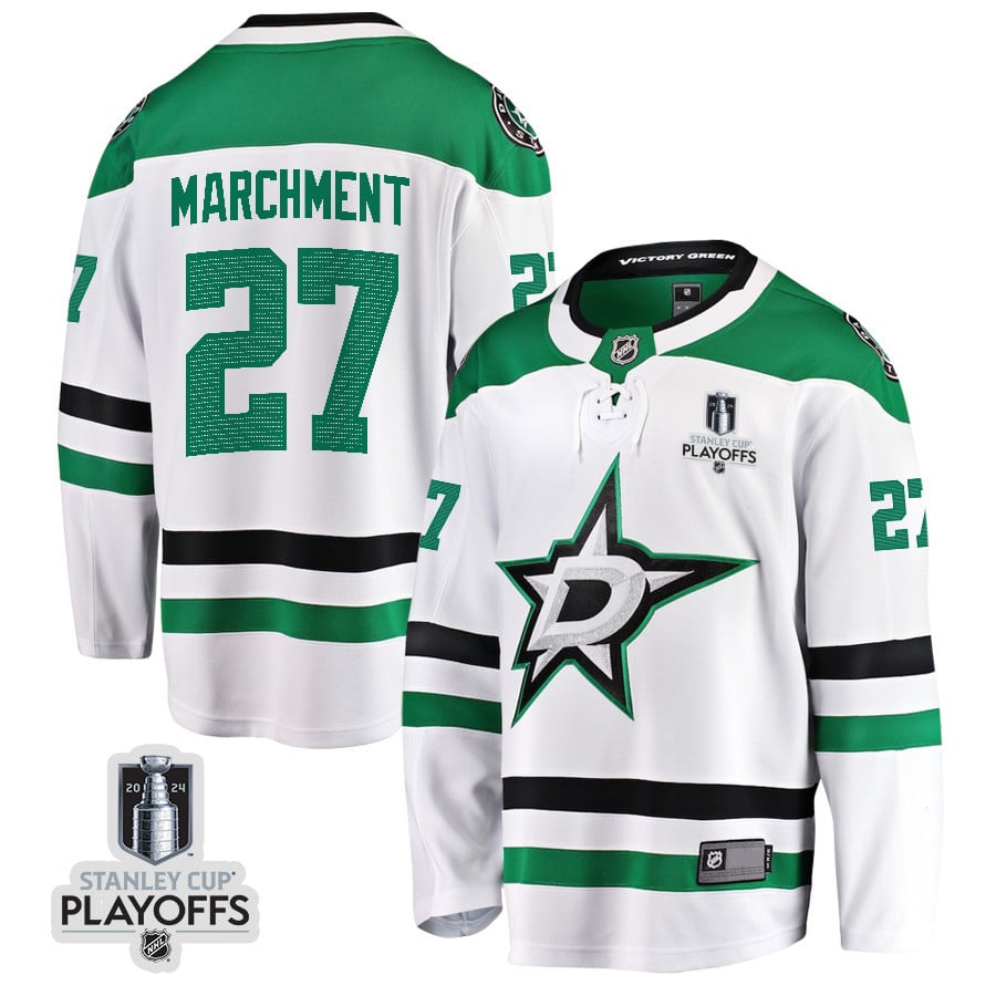 Mason Marchment 27 Dallas Stars 2024 NHL Playoffs Patch Away Breakaway Jersey - Men - JS193 