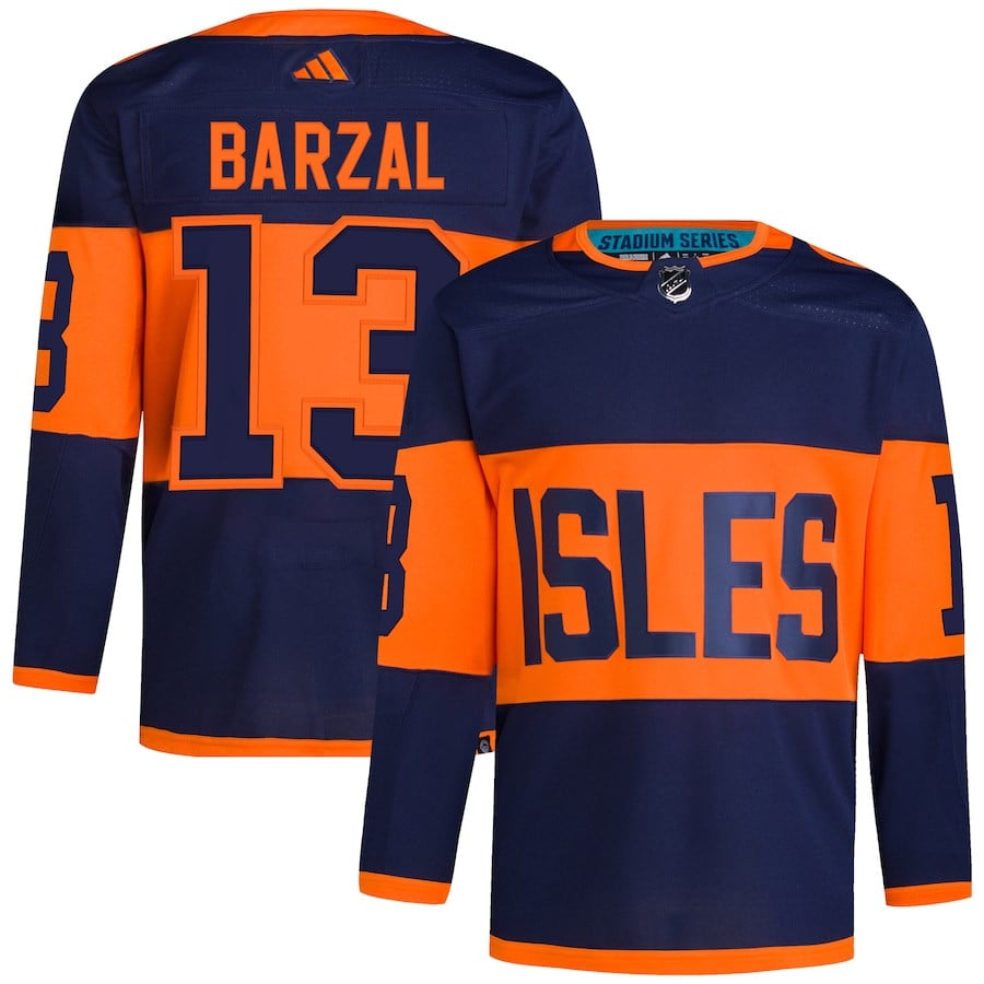 Mathew Barzal 13 New York Islanders 2024 Stadium Series Primegreen Men Jersey - Navy - JS682 