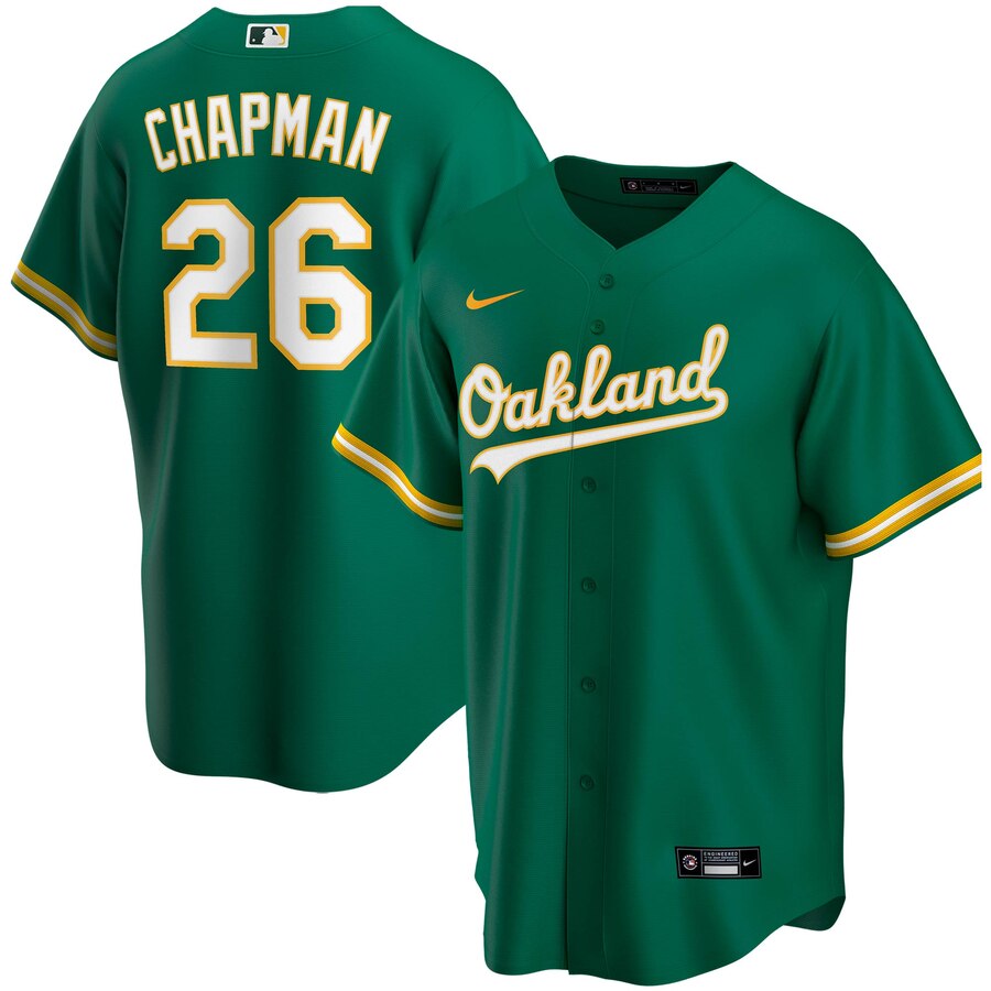 Matt Chapman Oakland Athletics Alternate 2020 Replica Player Jersey ÃƒÂ¢Ã¢â€šÂ¬Ã¢â‚¬Å“ Kelly Green