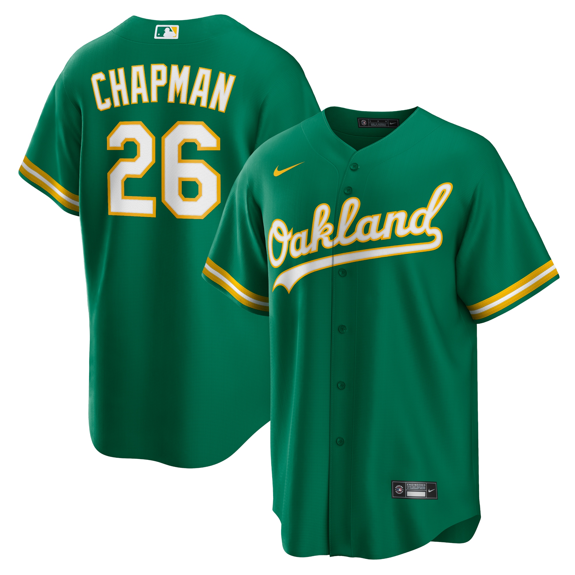 Matt Chapman Oakland Athletics Alternate Replica Player Name Jersey - Kelly Green
