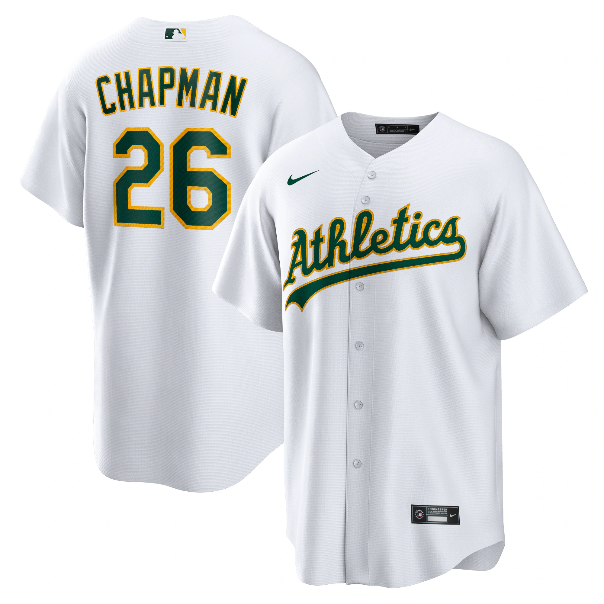Alternative view of Matt Chapman Oakland Athletics Home Replica Player Name Jersey – White
