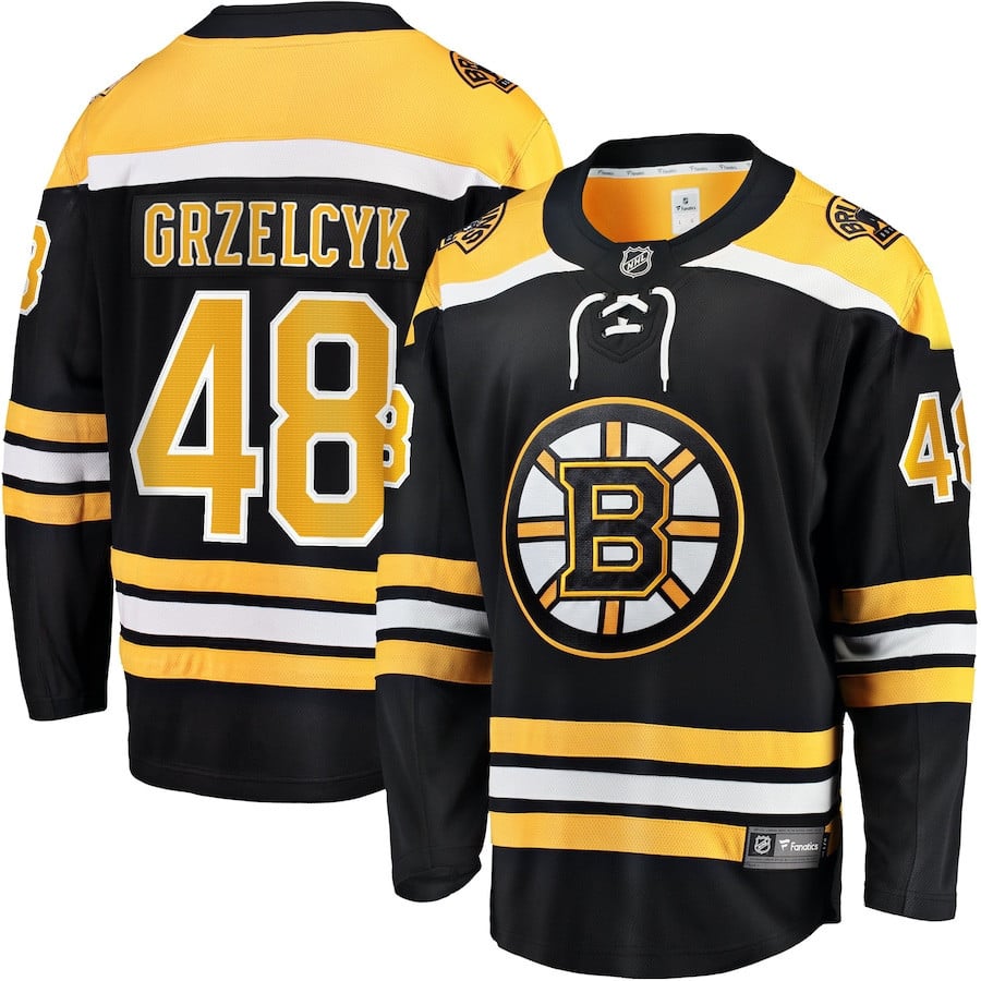 Matt Grzelcyk 48 Boston Bruins Home Breakaway Jersey - Men, Black - JS208 