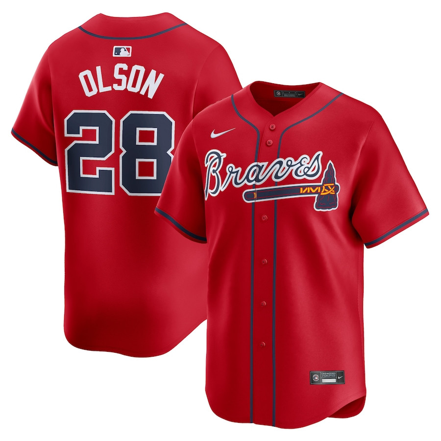 Matt Olson 28 Atlanta Braves Alternate Limited Men Jersey - Red - JS360