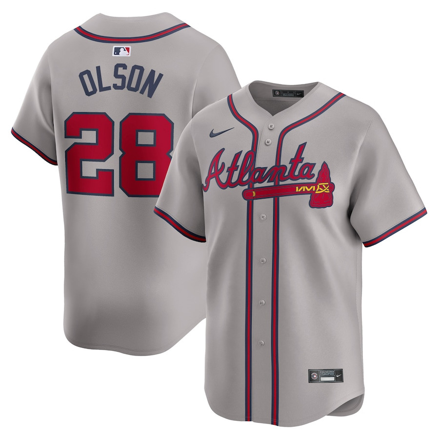 Matt Olson 28 Atlanta Braves Away Limited Player Men Jersey - Gray - JS697