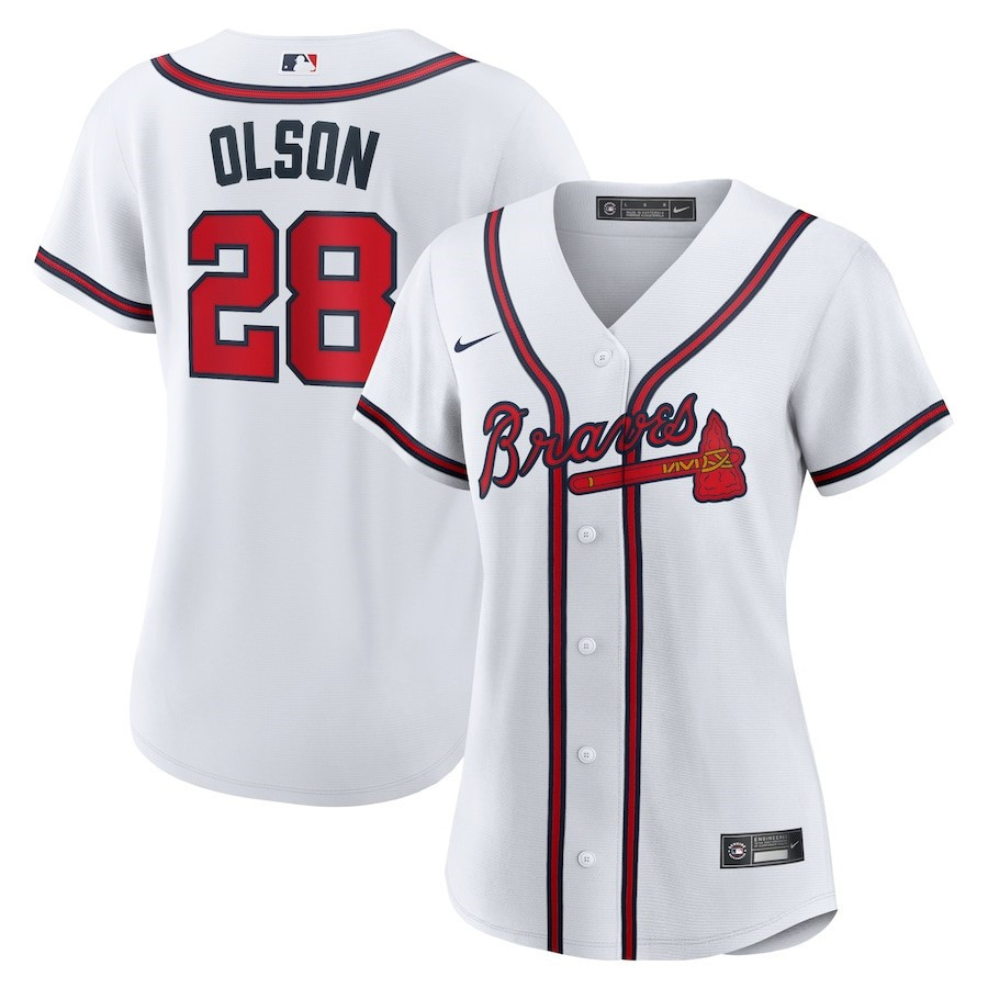 Matt Olson 28 Atlanta Braves Women's Home Player Jersey - White - JS570