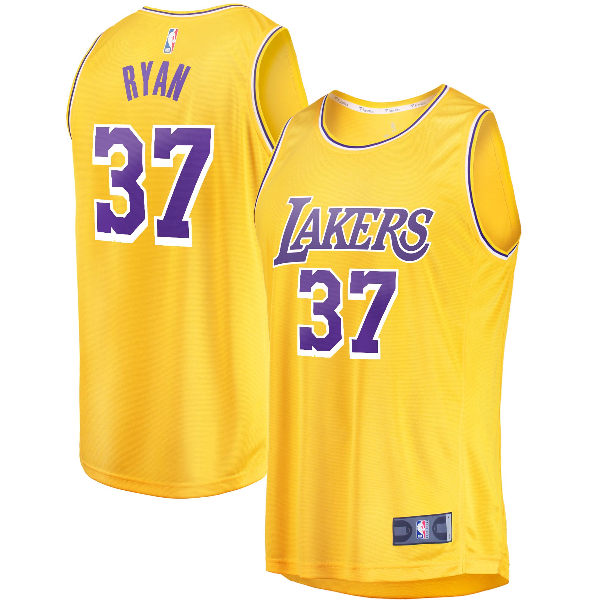 Alternative view of Matt Ryan Los Angeles Lakers Fanatics Branded Fast Break Replica Jersey - Icon Edition - Gold
