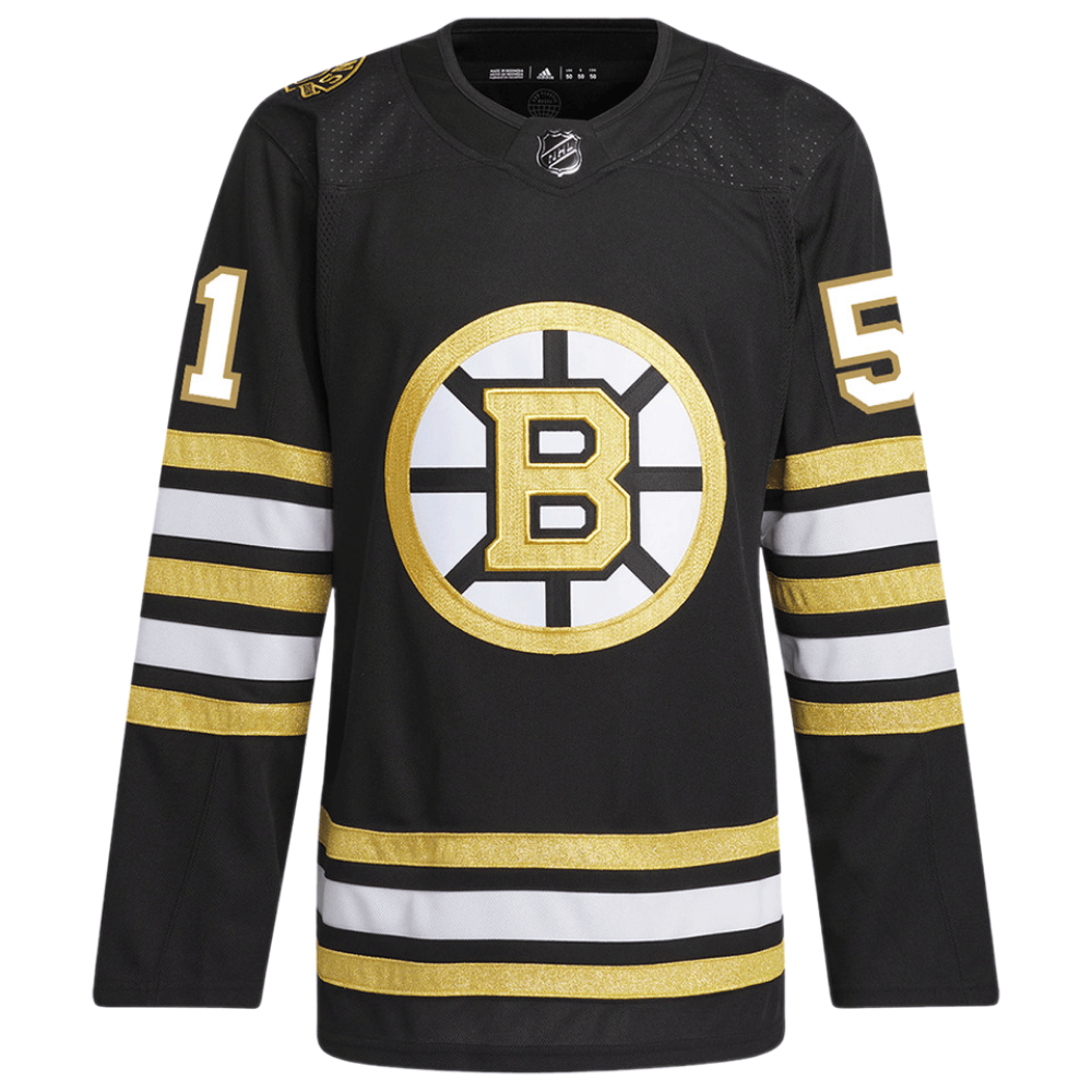 Alternative view of Matthew Poitras 51 Boston Bruins 100th Anniversary Primegreen Home Men Jersey - Black - JS760 